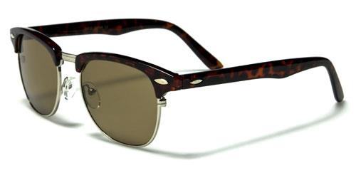 Retro Half Frame Classic Sunglasses with Glass Lens Silver Tortoise Brown Brown Lens Unbranded wf13gld