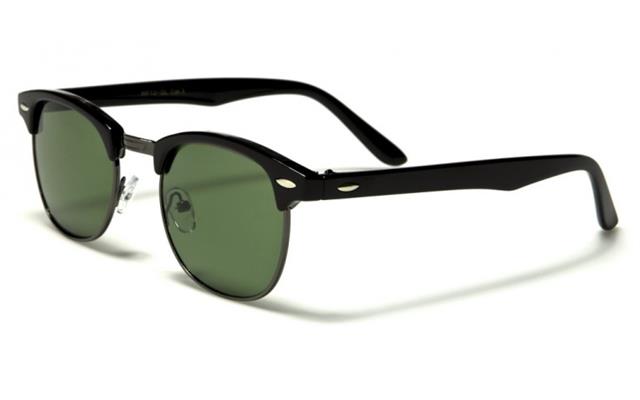 Retro Half Frame Classic Sunglasses with Glass Lens Gunmetal Black Green Smoke Lens Unbranded wf13gle