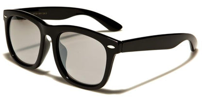 Unisex Chunky Mirror Classic Sunglasses Gloss Black/Smoke Mirrored Lens Retro Optix wf36-mixd