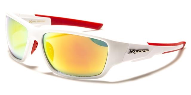 White XLoop Xloop Wrap Around Sport Sunglasses White Red Orange Mirror Lens x-loop x2616c