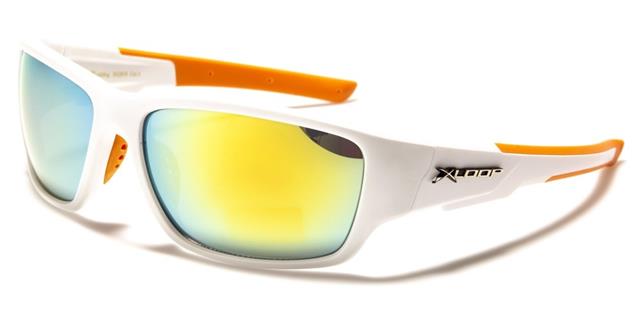 White XLoop Xloop Wrap Around Sport Sunglasses White Orange Yellow Green Mirror Lens x-loop x2616d