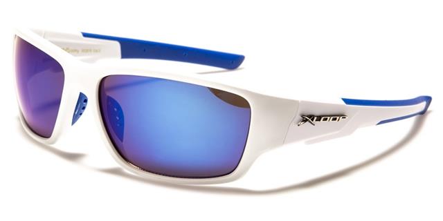 White XLoop Xloop Wrap Around Sport Sunglasses White Blue Blue Mirror Lens x-loop x2616e