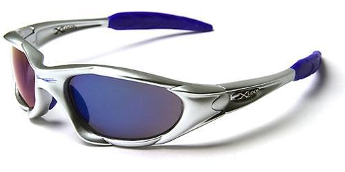 Small Xloop Wrap around Extreme Sports Sunglasses for Men SILVER BLUE MIRROR LENSES x-loop xl01mixg