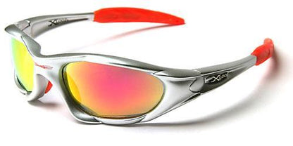 Small Xloop Wrap around Extreme Sports Sunglasses for Men SILVER MIRROR YELLOW LENSES x-loop xl01mixh