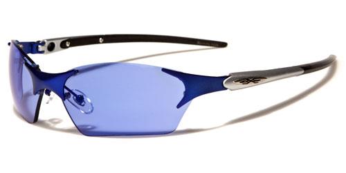 X-Loop Semi-Rimless Metal Sports Wrap sunglasses BLUE & SILVER MIRROR LENSE X-Loop xl140mixd