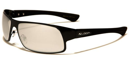 Sports Golf Mirrored Wrap Around Sunglasses Black Black Smoke Silver Mirror Lens x-loop xl1420a