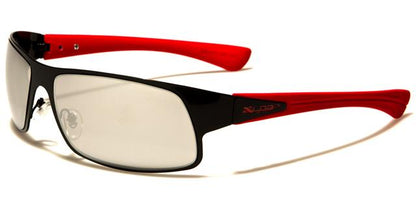 Sports Golf Mirrored Wrap Around Sunglasses x-loop xl1420c Black Red Smoke Silver Mirror Lens