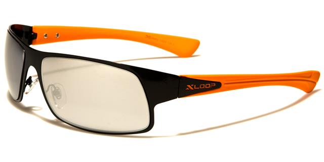 Sports Golf Mirrored Wrap Around Sunglasses Black Orange Smoke Silver Mirror Lens x-loop xl1420d