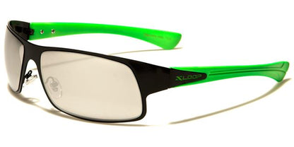 Sports Golf Mirrored Wrap Around Sunglasses Black Green Smoke Silver Mirror Lens x-loop xl1420f