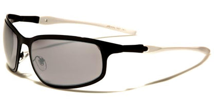 X-Loop Sports Wrap Around Semi-Rimless Mirrored sunglasses Black White Smoke Mirror Lens x-loop xl1421a