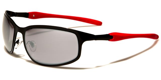 X-Loop Sports Wrap Around Semi-Rimless Mirrored sunglasses Black Red Smoke Mirror Lens x-loop xl1421c