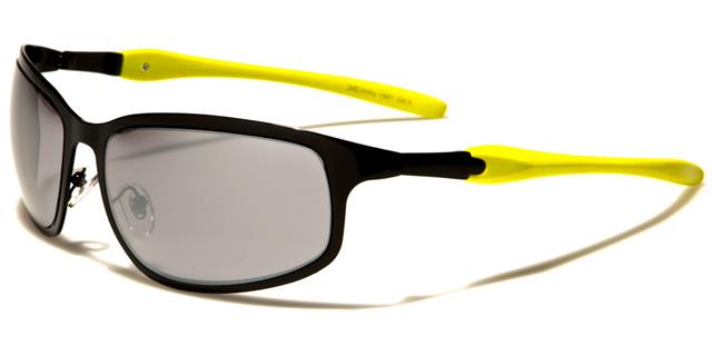 X-Loop Sports Wrap Around Semi-Rimless Mirrored sunglasses Black Yellow Smoke Mirror Lens x-loop xl1421d