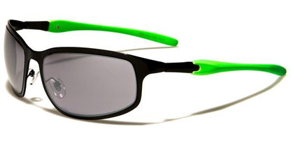 X-Loop Sports Wrap Around Semi-Rimless Mirrored sunglasses Black Green Smoke Silver Mirror Lens x-loop xl1421e