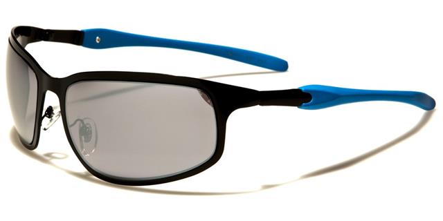 X-Loop Sports Wrap Around Semi-Rimless Mirrored sunglasses Black Blue Smoke Silver Mirror Lens x-loop xl1421f-_1