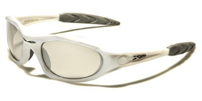 Small Xloop Wrap around Extreme Sports Sunglasses for Men WHITE & GREY SILVER MIRROR LENS x-loop xl2056-whta