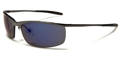 Metal Frame Sports Mirrored Wrap Sunglasses Unisex Gunmetal Blue Mirror Lens x-loop xl237mixb