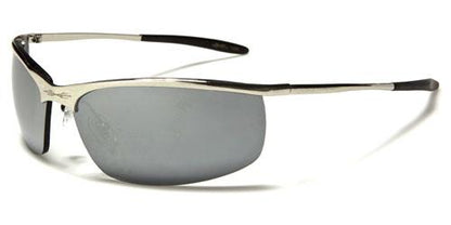 Metal Frame Sports Mirrored Wrap Sunglasses Unisex Silver Silver Mirror Lens x-loop xl237mixd