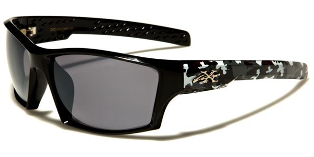 Xloop Sports Camouflage Wrap Around Sunglasses Black White & Grey Camo arms Smoke Lens x-loop xl2467-cama