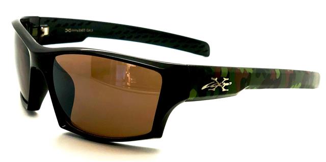 Xloop Sports Camouflage Wrap Around Sunglasses Black Green Camo Arms Brown Lens x-loop xl2467-came