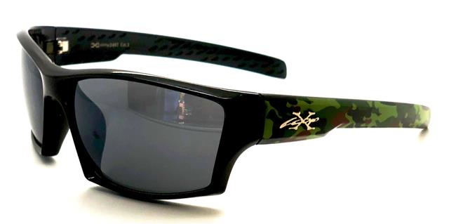 Xloop Sports Camouflage Wrap Around Sunglasses Black Green Camo arms Smoke Lens x-loop xl2467-camf