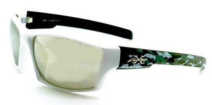 Xloop Sports Camouflage Wrap Around Sunglasses White White & Grey Camo Silver Mirror Lens x-loop xl2467-camg