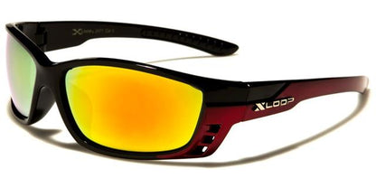 X-Loop Semi-Rimless Mirrored Sports Wrap sunglasses Unisex Black & Red Orange Mirror Lens x-loop xl2471d