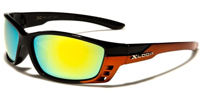 X-Loop Semi-Rimless Mirrored Sports Wrap sunglasses Unisex Black & Orange Light Green & Yellow Mirror Lens x-loop xl2471e