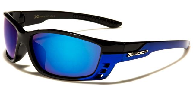 X-Loop Semi-Rimless Mirrored Sports Wrap sunglasses Unisex Black & Blue Blue Mirror Lens x-loop xl2471f