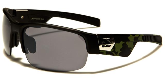 X-Loop Unisex Semi-Rimless Mirrored Sports Wrap Around sunglasses Black Green & Brown Camo Smoke Lens x-loop xl2482a