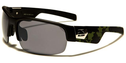 X-Loop Unisex Semi-Rimless Mirrored Sports Wrap Around sunglasses x-loop xl2482a Black Green & Brown Camo Smoke Lens