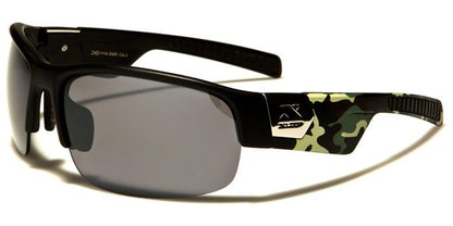 X-Loop Unisex Semi-Rimless Mirrored Sports Wrap Around sunglasses Black Light Green & Brown Camo Smoke Lens x-loop xl2482b