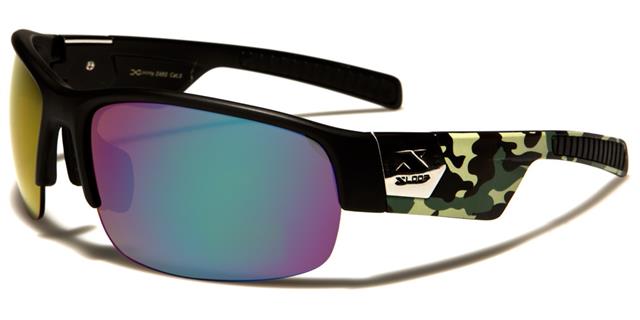 X-Loop Unisex Semi-Rimless Mirrored Sports Wrap Around sunglasses x-loop xl2482d Black Light Green & Brown Camo Blue & Purple Mirro