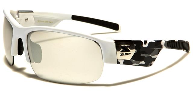 X-Loop Unisex Semi-Rimless Mirrored Sports Wrap Around sunglasses x-loop xl2482f White White & Grey Camo Silver Mirror Lens