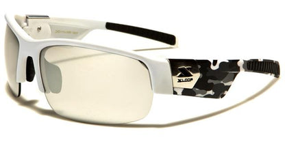 X-Loop Unisex Semi-Rimless Mirrored Sports Wrap Around sunglasses White White & Grey Camo Silver Mirror Lens x-loop xl2482f