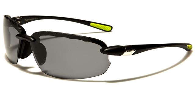 Xloop Polarised Sports Semi-Rimless Wrap Around Sunglasses Matt Black & Green Smoke Lens x-loop xl2486-pzc