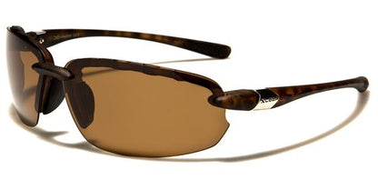 Xloop Polarised Sports Semi-Rimless Wrap Around Sunglasses Matt Tortoise Brown Brown Lens x-loop xl2486-pzf