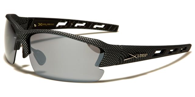 Sports Semi-Rimless Wrap Around Sunglasses Great for Running Black Carbon Look Smoke Lens x-loop xl2524a