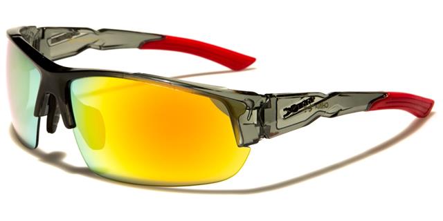 X-Loop Semi-Rimless Mirrored Running Sports Wrap sunglasses x-loop xl2526d Translucent Grey & Black Red Orange Mirror Lens {{ color }}