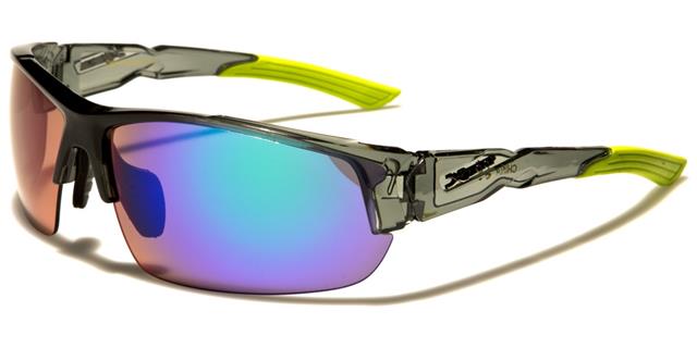 X-Loop Semi-Rimless Mirrored Running Sports Wrap sunglasses x-loop xl2526e Translucent Grey & Black Green Blue & Green Mirror {{ color }}