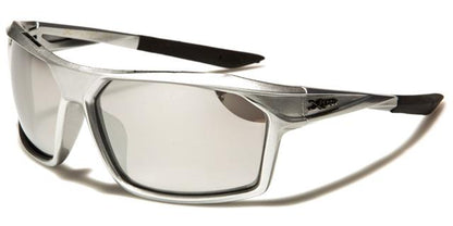 Coloured Sports Wrap Around Mirrored Sunglasses Silver Silver Mirror Lens x-loop xl2541b