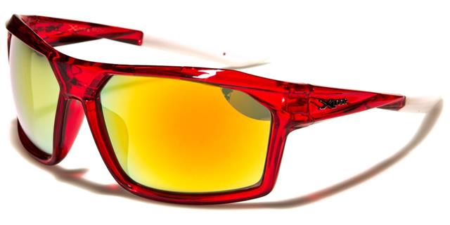 Coloured Sports Wrap Around Mirrored Sunglasses x-loop xl2541c Red Tint Orange Mirror Lens