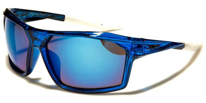 Coloured Sports Wrap Around Mirrored Sunglasses x-loop xl2541e Blue Tint Blue Mirror Lens