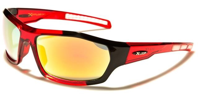 X-Loop Cricket Mirrored Sports Wrap sunglasses x-loop xl2569c Red Tint Black Orange Mirror Lens