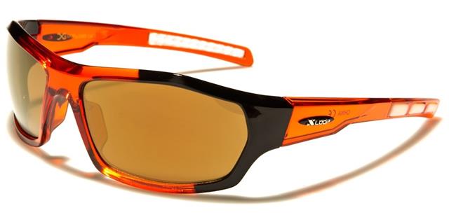 X-Loop Cricket Mirrored Sports Wrap sunglasses x-loop xl2569d Orange Tint Black Brown Mirror Lens