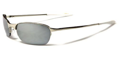 X-Loop Semi-Rimless Mirrored Sports Wrap Metal sunglasses Silver White Silver Mirror x-loop xl26mixa