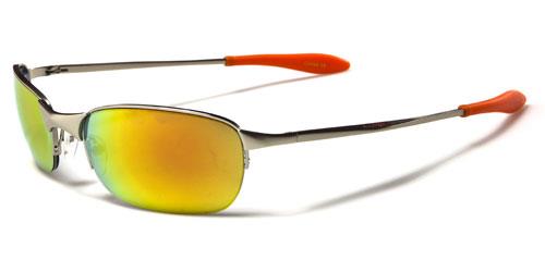 X-Loop Semi-Rimless Mirrored Sports Wrap Metal sunglasses Silver Orange Orange Mirror x-loop xl26mixb