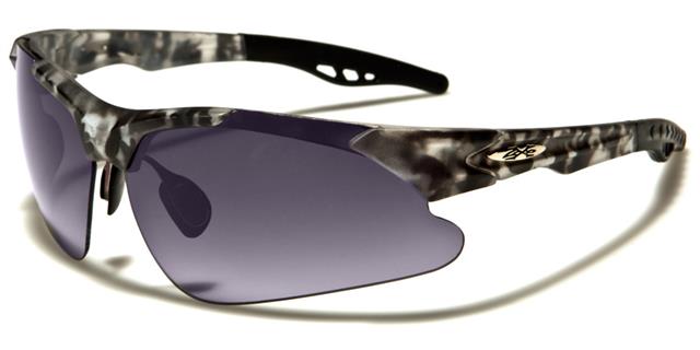 X-Loop Semi-Rimless Camo Sports Wrap Around sunglasses Black & White Camo Smoke Lens x-loop xl3607-cama