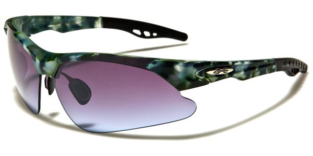 X-Loop Semi-Rimless Camo Sports Wrap Around sunglasses Green & Blue Camo Smoke Lens x-loop xl3607-camb