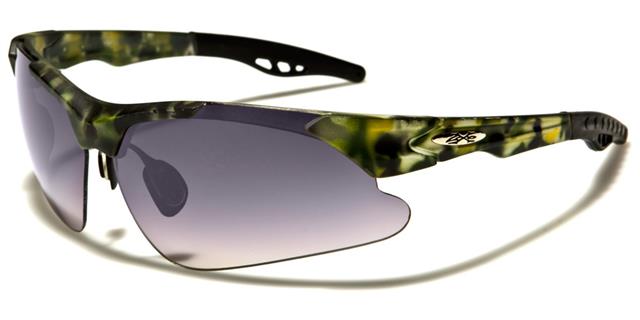 X-Loop Semi-Rimless Camo Sports Wrap Around sunglasses Green & Yellow Camo Smoke Lens x-loop xl3607-camc