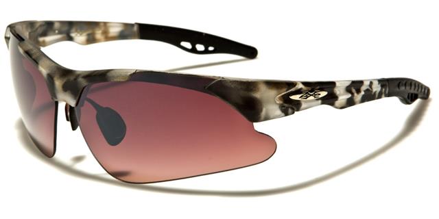 X-Loop Semi-Rimless Camo Sports Wrap Around sunglasses Taupe & Black Camo Brown Lens x-loop xl3607-camd